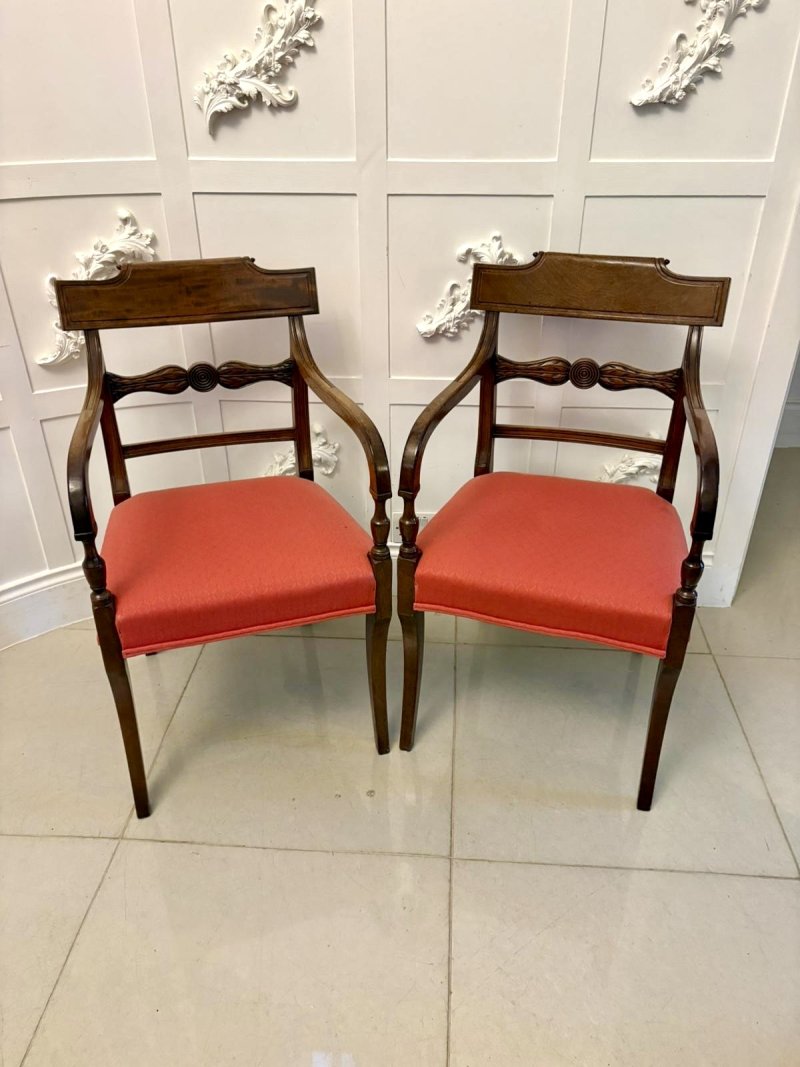 Antique Regency Set of 12 Mahogany Dining Chairs Including 2 Carvers - Image 18